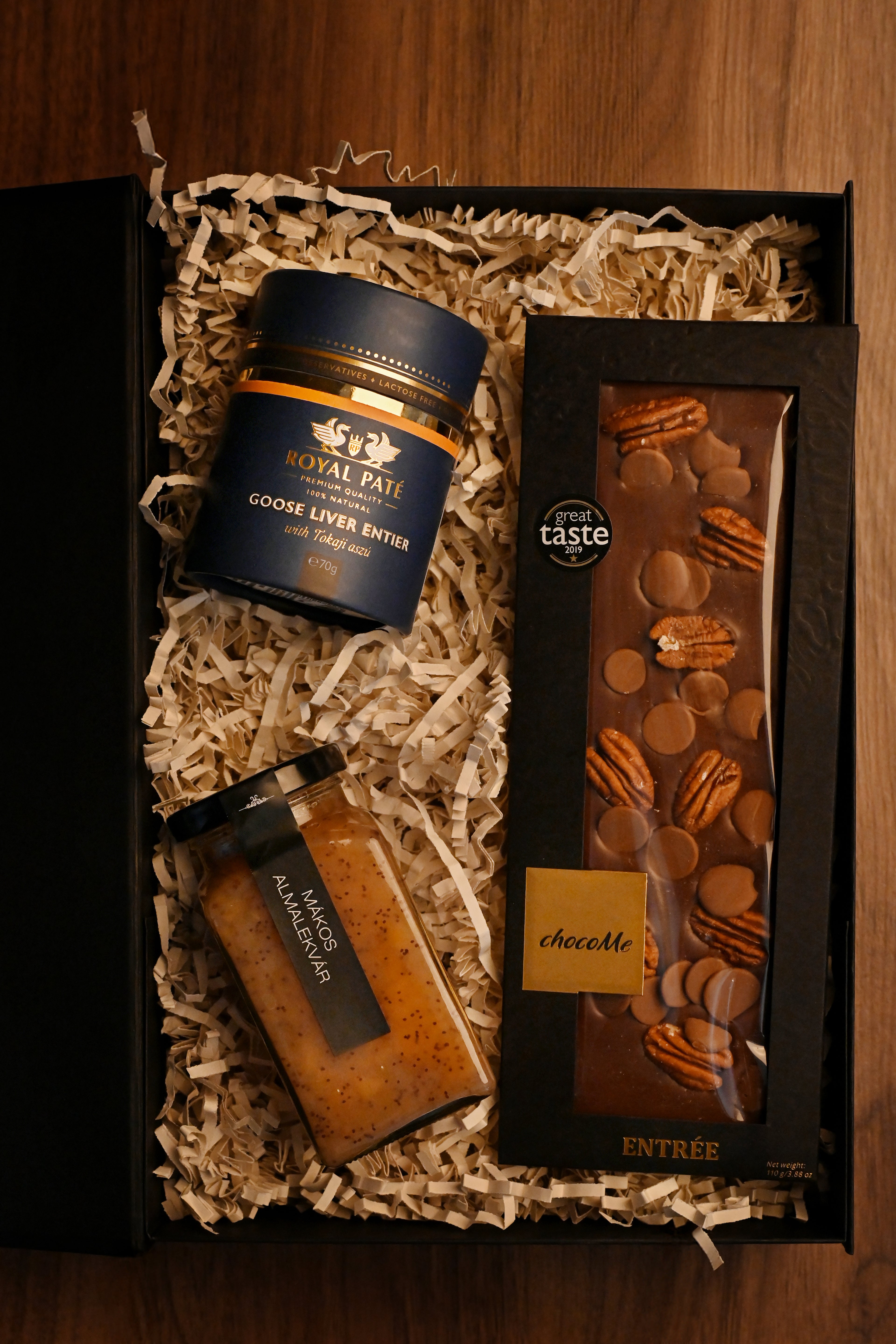 Édes és Ínyenc Ajándékcsomag – Csokoládé, Lekvár és Libamáj